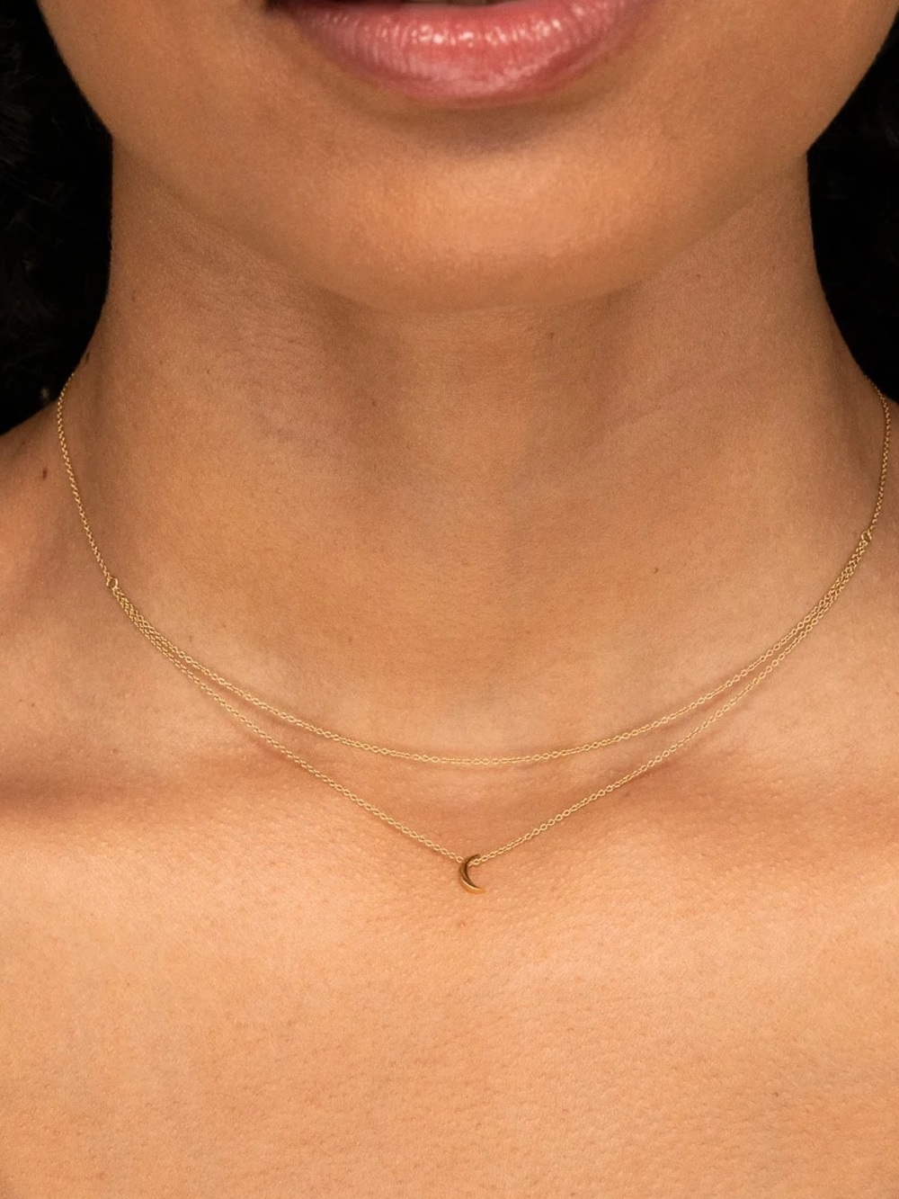 Mejuri Gold Double-Layer Crescent Moon Necklace